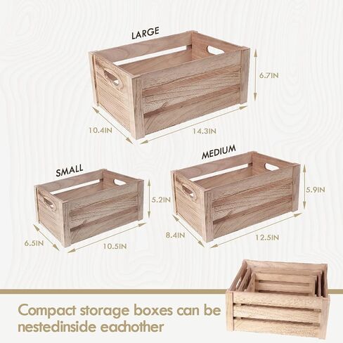 مجموعة صناديق تخزين خشبية من أوزياس مكونة من 3، صناديق تعشيش حديثة للمزرعة بمقابض وفنون وحرف يدوية، صندوق ديكور، ديكور مزرعة لغرفة المعيشة والحمام والمطبخ وغرفة النوم in Kuwait