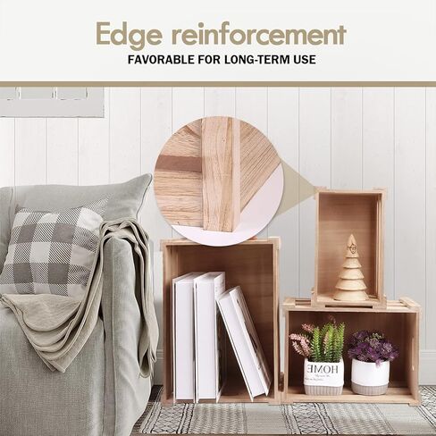 مجموعة صناديق تخزين خشبية من أوزياس مكونة من 3، صناديق تعشيش حديثة للمزرعة بمقابض وفنون وحرف يدوية، صندوق ديكور، ديكور مزرعة لغرفة المعيشة والحمام والمطبخ وغرفة النوم in Kuwait