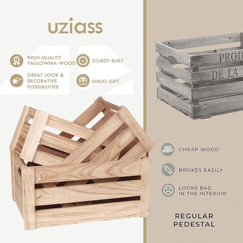 مجموعة صناديق تخزين خشبية من أوزياس مكونة من 3، صناديق تعشيش حديثة للمزرعة بمقابض وفنون وحرف يدوية، صندوق ديكور، ديكور مزرعة لغرفة المعيشة والحمام والمطبخ وغرفة النوم in Kuwait