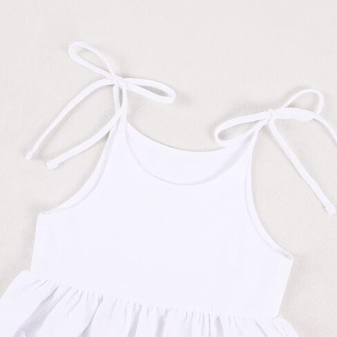 GLIGLITTR Toddler Baby Girls Summer Cotton Linen White Dress Bow Straps Sleeveless with Pockets Party Beach Casual Sundress in Saudi Arabia