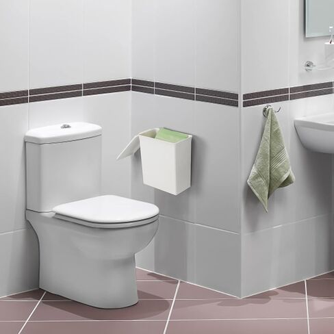 حاوية تخزين المناديل الصحية، صندوق منظم مناديل صحية محمول من البلاستيك الابيض للحمام 5.7 × 4.7 × 2.7 انش، حاوية تخزين للسدادات القطنية للبنات والنساء والسيدات in Kuwait