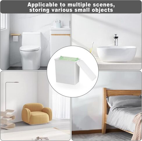 حاوية تخزين المناديل الصحية، صندوق منظم مناديل صحية محمول من البلاستيك الابيض للحمام 5.7 × 4.7 × 2.7 انش، حاوية تخزين للسدادات القطنية للبنات والنساء والسيدات in Kuwait