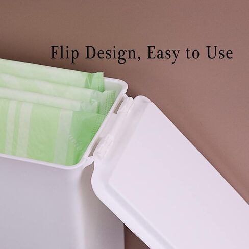 حاوية تخزين المناديل الصحية، صندوق منظم مناديل صحية محمول من البلاستيك الابيض للحمام 5.7 × 4.7 × 2.7 انش، حاوية تخزين للسدادات القطنية للبنات والنساء والسيدات in Kuwait