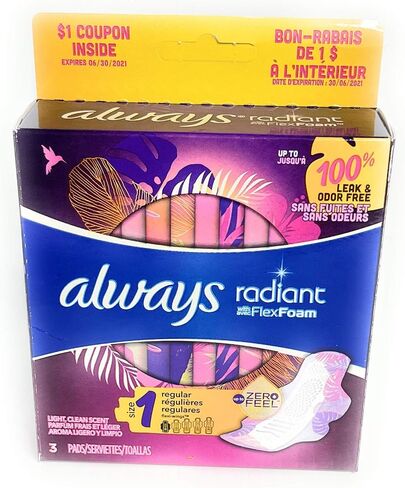 Always Radiant with FlexFoam Maxi Pads 3pk (1) in Saudi Arabia