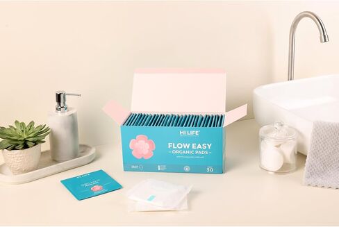 هاي لايف فوط عضوية | فوط صحية | فوط للنساء | بين عشية وضحاها والتدفق الثقيل | فائقة الامتصاص مع كيس التخلص من النفايات القابل للتحلل البيولوجي وهيكل قفل فريد على شكل قرص العسل لفترات خالية من الطفح الجلدي - عبوة من 30 قطعة in Kuwait