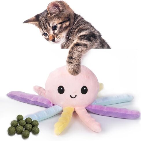 مادهولي 2 قطعة من لعبة النعناع البري مع 10 كرات النعناع البري - لعبة مضغ القط القطيفة لألعاب القطط في الأماكن المغلقة in Kuwait