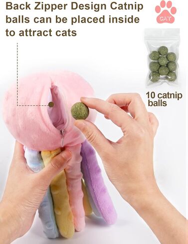 مادهولي 2 قطعة من لعبة النعناع البري مع 10 كرات النعناع البري - لعبة مضغ القط القطيفة لألعاب القطط في الأماكن المغلقة in Kuwait