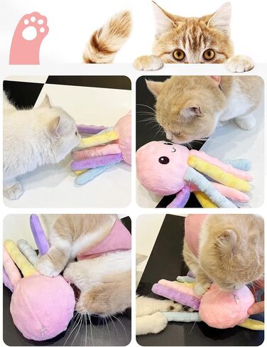 مادهولي 2 قطعة من لعبة النعناع البري مع 10 كرات النعناع البري - لعبة مضغ القط القطيفة لألعاب القطط في الأماكن المغلقة in Kuwait