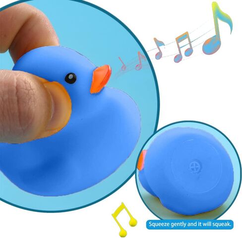 Bath Duck Toys 16 PCS Blue Mini Rubber Ducks Squeak and Float Duckies Baby Shower Toy Party Decoration for Toddlers Boys Girls in Saudi Arabia