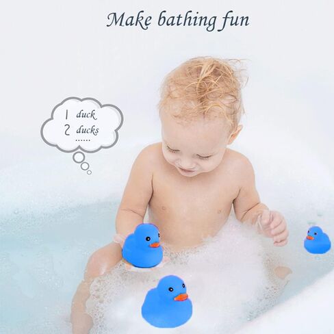 Bath Duck Toys 16 PCS Blue Mini Rubber Ducks Squeak and Float Duckies Baby Shower Toy Party Decoration for Toddlers Boys Girls in Saudi Arabia