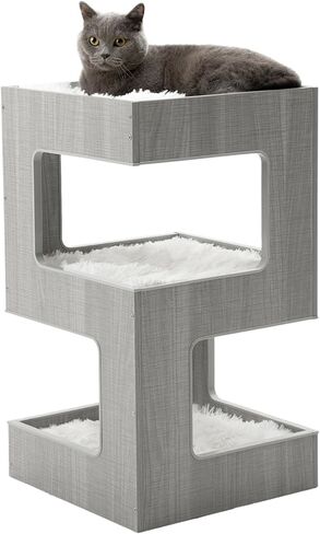 ACH Modern Cat Tree Cat Furniture Spacious Perch Multi-Level Cat Tower for Indoor Cats 27.5 Inch Luxury Cat Tree Stand House for Kittens with Removable Soft Blanket and Condo in Kuwait