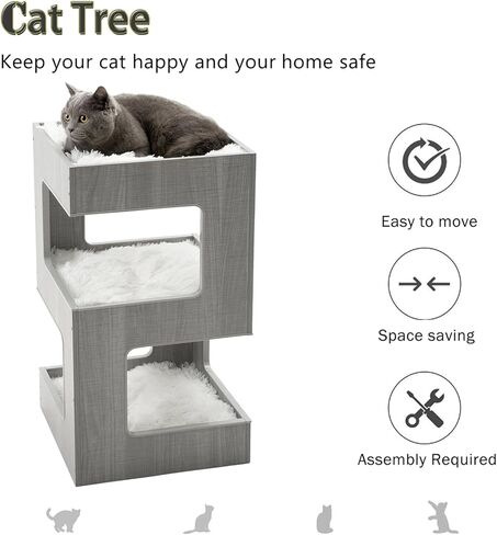 ACH Modern Cat Tree Cat Furniture Spacious Perch Multi-Level Cat Tower for Indoor Cats 27.5 Inch Luxury Cat Tree Stand House for Kittens with Removable Soft Blanket and Condo in Kuwait