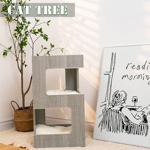 ACH Modern Cat Tree Cat Furniture Spacious Perch Multi-Level Cat Tower for Indoor Cats 27.5 Inch Luxury Cat Tree Stand House for Kittens with Removable Soft Blanket and Condo in Kuwait