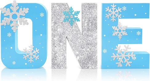 المجمدة رسالة واحدة علامة 1st عيد ميلاد الشتاء حفلة الوقوف الأزرق بريق ندفة الثلج كعكة سحق صور الدعامة محور الجدول الديكور in Kuwait