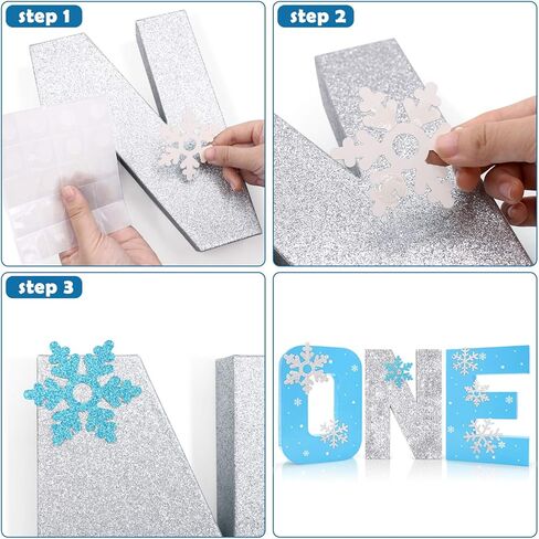 المجمدة رسالة واحدة علامة 1st عيد ميلاد الشتاء حفلة الوقوف الأزرق بريق ندفة الثلج كعكة سحق صور الدعامة محور الجدول الديكور in Kuwait