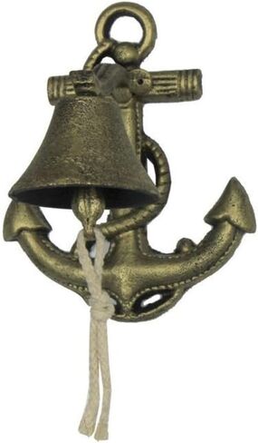 Hampton Nautical Rustic Silver Wall Mounted Anchor Hanging Bell 8" - Vintage Cast Iron Decoration - Metal Wall Decor in Kuwait
