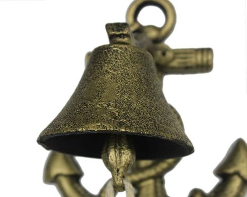 Hampton Nautical Rustic Silver Wall Mounted Anchor Hanging Bell 8" - Vintage Cast Iron Decoration - Metal Wall Decor in Kuwait