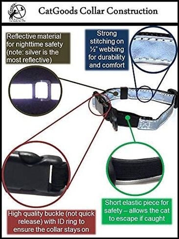 Cat Elastic Reflective Safety Collar (Silver) in Saudi Arabia