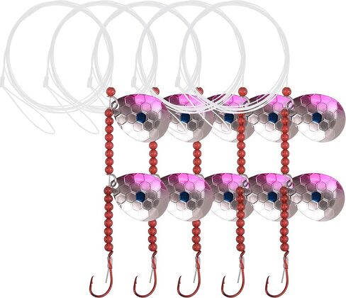 Walleye Spinner Rig Kit, 5/10 Pack Crawler Harness Walleye Live Bait Rigs Colorado Spinner Blades for Lure Making Octopus Hook Freshwater Saltwater Fishing Bait Rig for Walleye Trout Salmon in Saudi Arabia