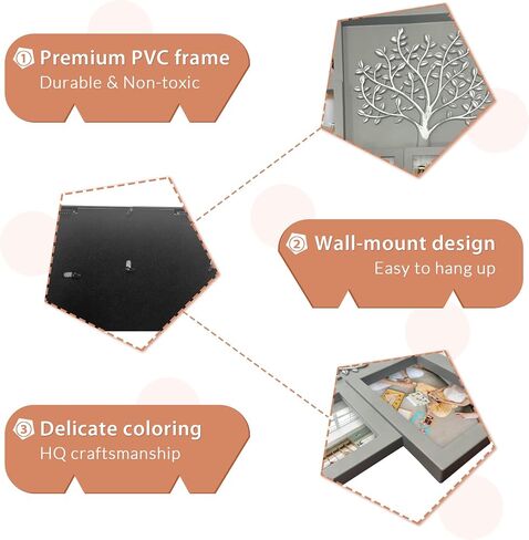 Hello Laura - إطارات صور شجرة العائلة مقاس 4 × 6 لتزيين الحائط وعرض 8 صور مفتوحة إطار مجمع للجدار مع ديكور شجرة لغرفة النوم المنزلية - أسود in Kuwait