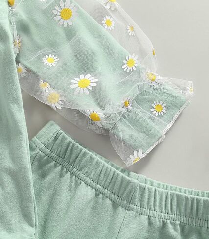 Madjtlqy طفل الفتيات جرس قيعان 3 قطع ملابس ديزي شبكة خليط Playsuit متوهج السراويل عقال in Kuwait