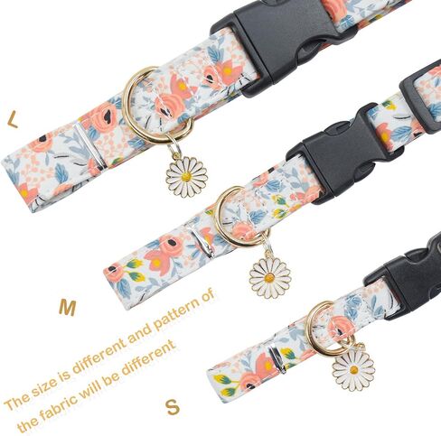 2 PCS Cotton Dog Collar Soft Cute Flower -3 Sizes Soft Nylon Puppy Collar Adjustable for Girl Female Small Medium Large Dogs (S(10-14in), Flower-1) in Saudi Arabia