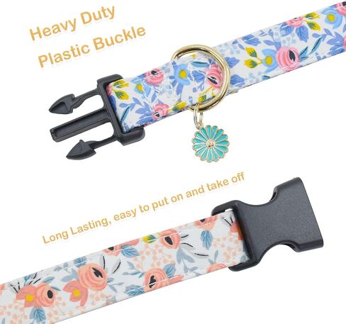 2 PCS Cotton Dog Collar Soft Cute Flower -3 Sizes Soft Nylon Puppy Collar Adjustable for Girl Female Small Medium Large Dogs (S(10-14in), Flower-1) in Saudi Arabia