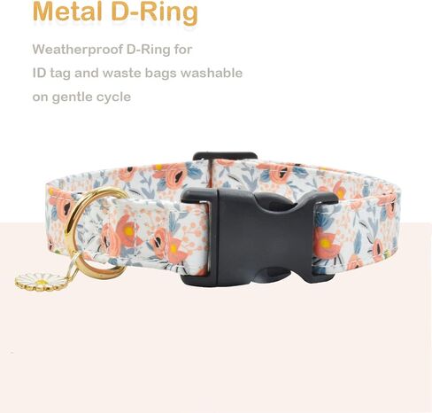 2 PCS Cotton Dog Collar Soft Cute Flower -3 Sizes Soft Nylon Puppy Collar Adjustable for Girl Female Small Medium Large Dogs (S(10-14in), Flower-1) in Saudi Arabia
