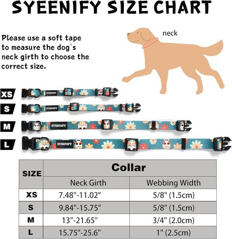 SYEENIFY Dog Collar for Small Dogs, Cute Dog Collars Puppy Collars,Adjustable Soft Fancy Girl Boy Dog Collars,S in Kuwait