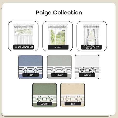 مجموعة ستائر نافذة Achim Paige من الطبقة والستارة - 55 عرضًا، 24 طولًا، 1.5 بوصة جيب قضيب - أبيض - قماش ناعم مرشح للضوء مع نمط مطرز هندسي وديكور منزلي قابل للغسل في الغسالة in Kuwait