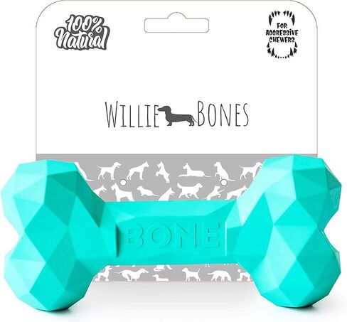 Willie Bones | Modern Dog Chew Toy | Almost Indestructible Dog Toys for Aggressive Chewers | Tough + Durable + Strong Natural Rubber Bone Toy for Small + Large Dogs + Puppy Teething | Boredom Chews in Saudi Arabia