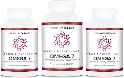Cardia 7 Heart Health Omega 7 - Containing Patented Provinal Purified Omega 7 Fatty Acids - No Fish Smell or Burp-Back - 60ct Soft Gels in Saudi Arabia