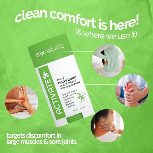 Natural Heated Pain Relief Balm | Feel Fast-Acting Relief for Muscle and Body Pain | Swelling from Bruises or Injury | MX Naturals Activate Heated 2.5 Oz Body Balm in Saudi Arabia