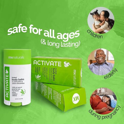 Natural Heated Pain Relief Balm | Feel Fast-Acting Relief for Muscle and Body Pain | Swelling from Bruises or Injury | MX Naturals Activate Heated 2.5 Oz Body Balm in Saudi Arabia