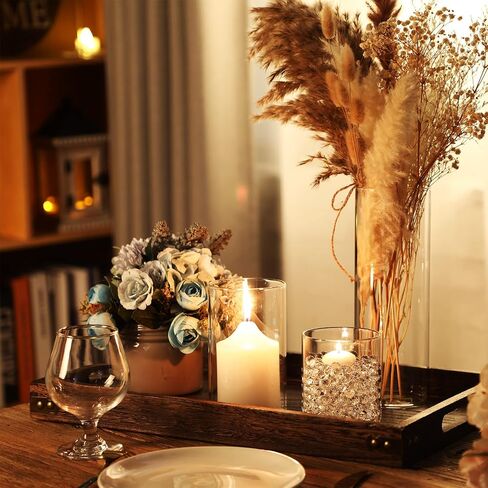 12 Pack Glass Clear Cylinder Vases Tall Floating Candle Holders Centerpiece Table Vases for Home Wedding Decorations Formal Dinners (4 x 3.35 Inch) in Kuwait