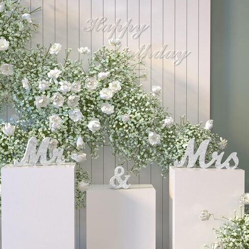 Mr & Mrs Sign for Wedding Table, Large White Wooden Mr and Mrs Sign & Just Married Banner Wedding Sweetheart Table Decorations, Photo Props Anniversary Party Wedding Decoration in Saudi Arabia
