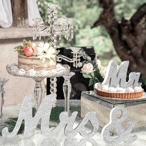 Mr & Mrs Sign for Wedding Table, Large White Wooden Mr and Mrs Sign & Just Married Banner Wedding Sweetheart Table Decorations, Photo Props Anniversary Party Wedding Decoration in Saudi Arabia
