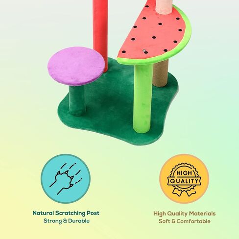 برج للقطط على شكل شجرة للقطط الداخلية مع أعمدة خدش مغطاة بالسيزال ومنصة على شكل فاكهة، اثاث مركز نشاط برج القطط متعدد المستويات للقطط والحيوانات الاليفة من دوكال in Kuwait