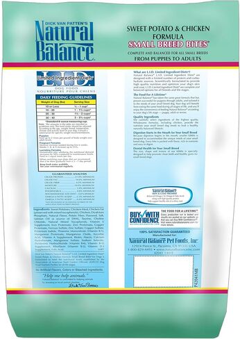 نظام غذائي ذو مكونات محدودة من التوازن الطبيعي، تركيبة البطاطا الحلوة والدجاج، لدغات السلالات الصغيرة، طعام الكلاب الجاف - 4.5 رطل in Kuwait