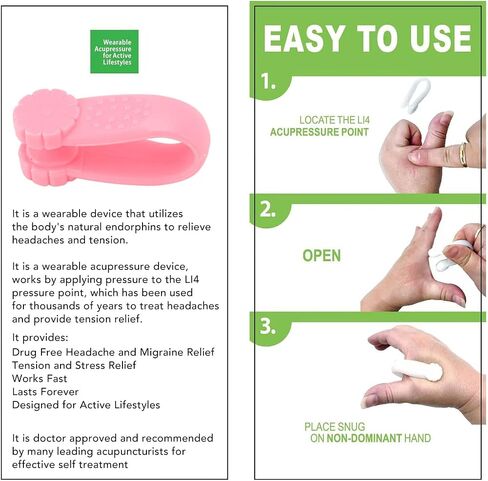 GLOGLOW Hand Acupressure Clip, Hand Pressure Point Clip 8PCS for Headache (Pink) in Saudi Arabia
