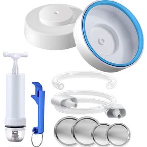 جلاسة ماسون وخرطوم الملحقات من سي اس دي متوافق مع جهاز تفريغ الهواء لحفظ الطعام - مجموعة سدادة تفريغ للفم العادي والعريض - سدادة تفريغ محمولة مع مضخة وفتاحة علب - إكسسوارات للمطبخ in Kuwait