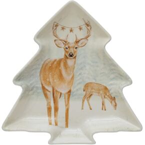 Stoneware Tree Shaped Plate with Deer, Multicolor in Saudi Arabia