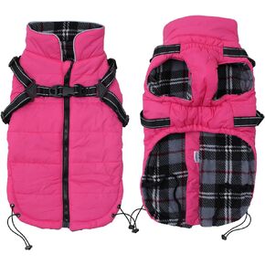Winter Warm Coat Geyecete Waterproof Dog Winter Jacket with Harness Traction Belt,Pet Outdoor Jacket Dog Autumn and Winter Clothes for Medium, Small Dog-Blue-M