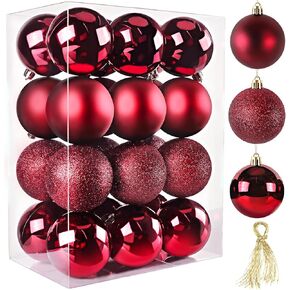 TranquilBliss Christmas Ball Ornaments 24pcs 2.5-Inch Christmas Tree Decorations for Xmas Tree Balls, Ideal for Holiday Christmas Party Wreath Tabletop Tree Decor Ornaments（Red） in Kuwait