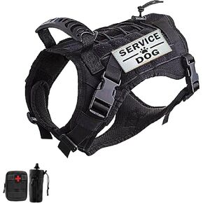 Tactical Dog Vest-Training Outdoor Breathable Harness-Military Water-Resistant Dog Backpack-Pet Tactical -Vest Detachable Pouches-D Ring for Dog Leash (L, Black) in Kuwait