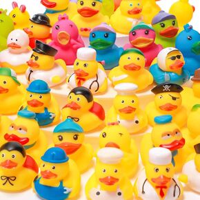 100 Packs Assortment Rubber Ducks Bath Toy Assorted Mini Rubber Duck Toy Squeak Duck Bath Toy Floating Bathtub Toys for Teens Girls Boys Birthdays Gifts, Bath Time, Summer Beach and Pool Activity