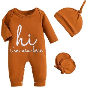 Adokioths Newborn Baby Boy Romper Coming Home Outfits Long Sleeve Ribbed Bodysuit Jumpsuit Infant Fall Winter Clothes