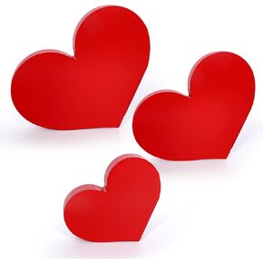 Whaline Valentine's Day Heart Wood Sign Red Heart Sweet Romantic Table Centerpiece 3 Sizes Love Sign Tabletop Decor Valentines Hearts Tiered Tray Decor for Weeding Anniversary Party, 3Pcs in Saudi Arabia