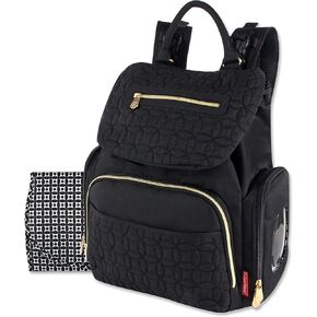 Modern Quilted Diaper Bag Backpack and Multipurpose Travel Drawstring Baby Bag – 3 Piece Set (Black) in Kuwait