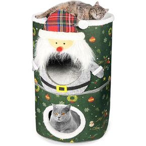 بيت قطط داخلي مريح - أثاث قابل للطي مكون من طابقين مع تصميم داخلي واسع ومبطن، مثالي للحيوانات الأليفة الصغيرة المتعددة والقطط الصغيرة/القطط الصغيرة in Kuwait